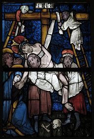 15th c Rhenish stained glass - Stained Glass Panel with the Deposition